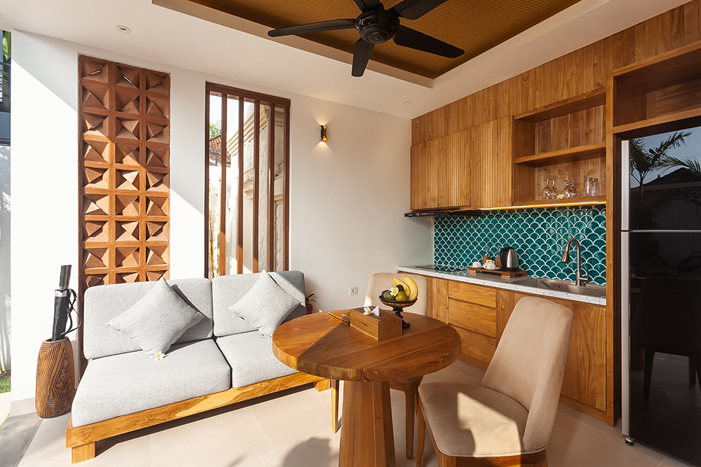 アルチャヴィラ サヌールの1ベッドルームヴィラのリビング