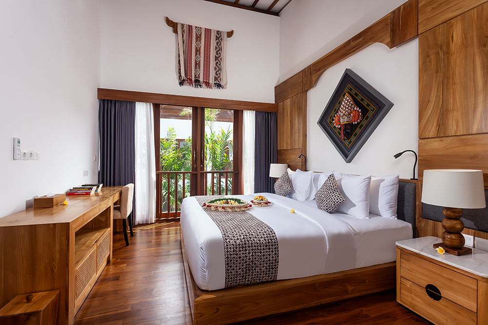 アルチャヴィラ サヌールの2ベッドルームヴィラのベッド